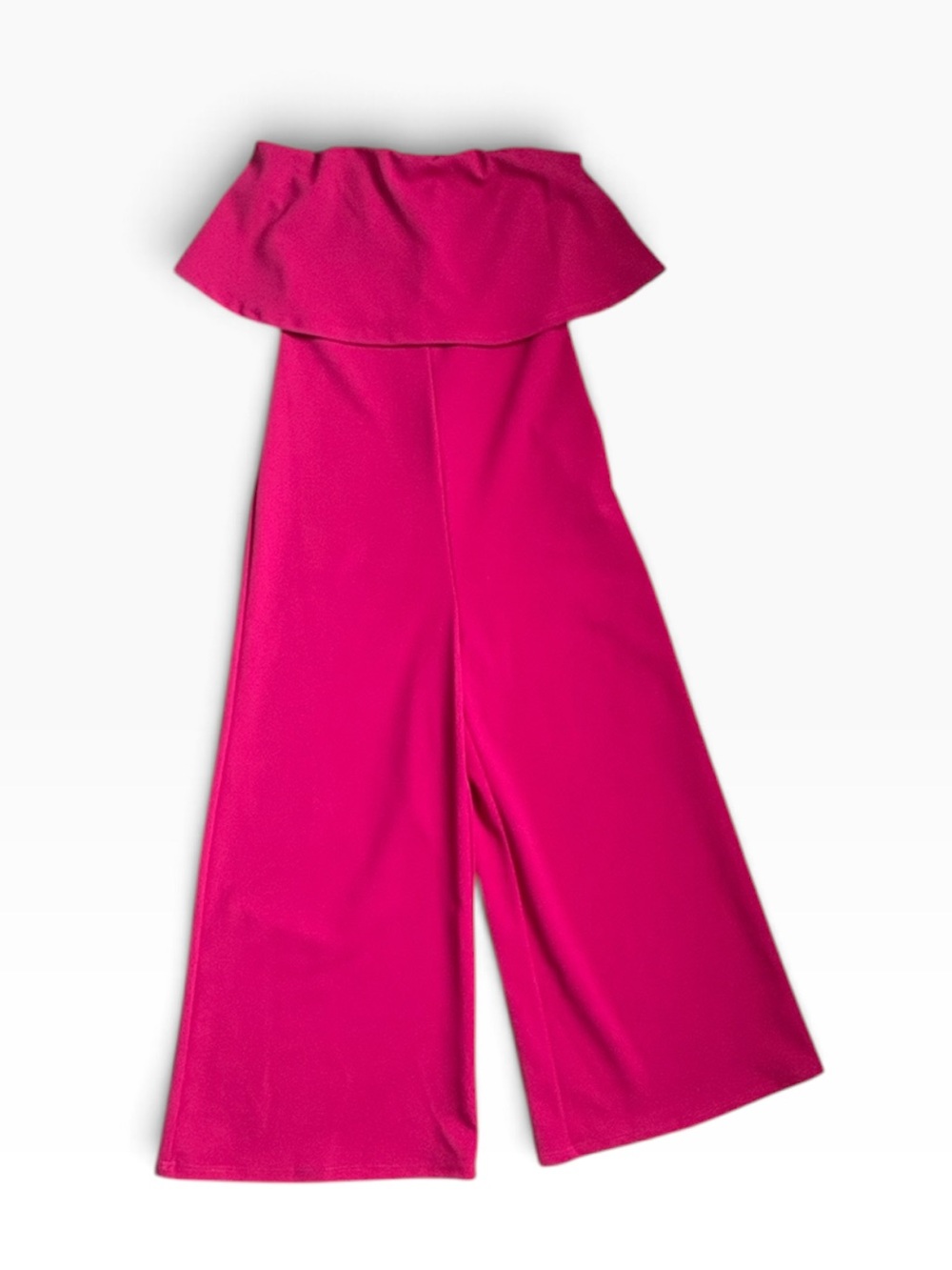 Blue Blush Strapless Wide-Leg Romper in Bright Pink